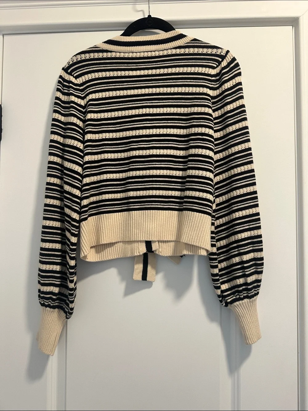 NWT Entro Black and Cream Striped Sweater